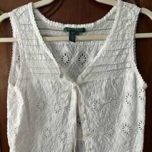 Lauren/Ralph Lauren white eyelet camisole, size 10